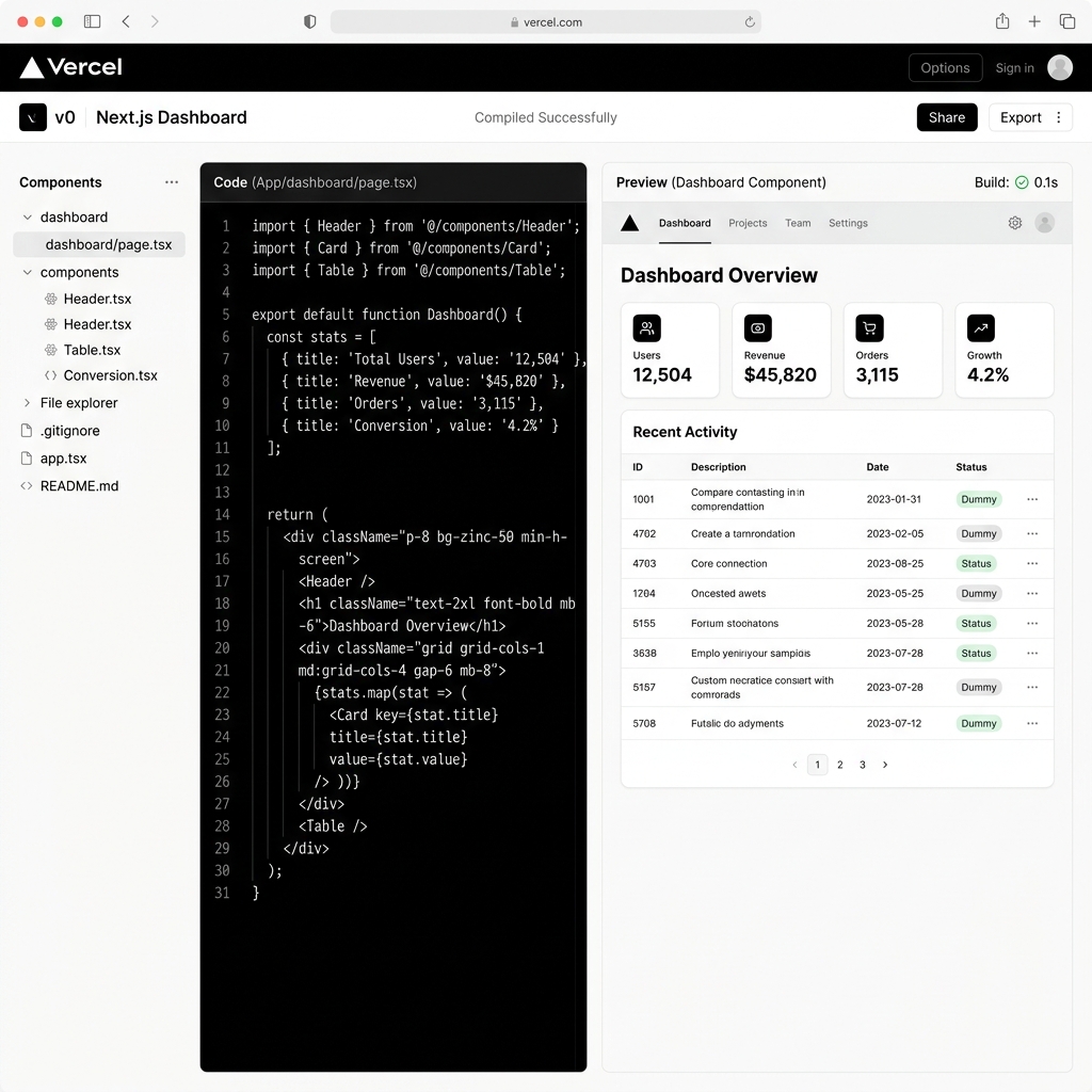 Vercel v0 Component Editor Preview