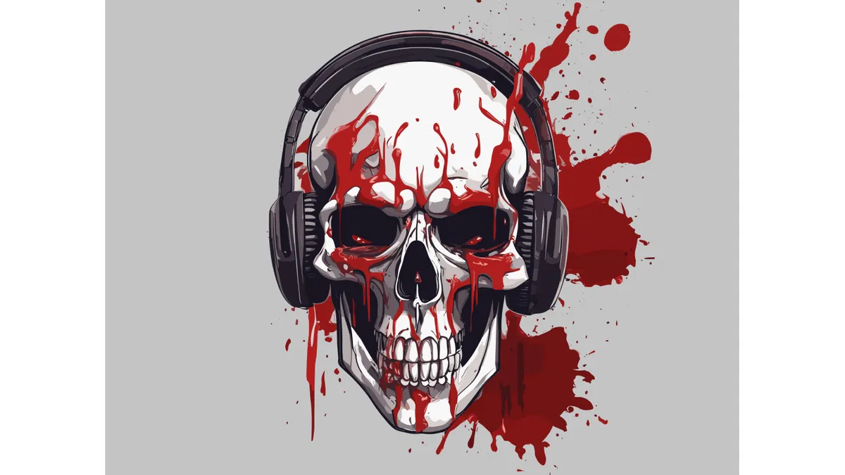 Vector art of skull with headphones